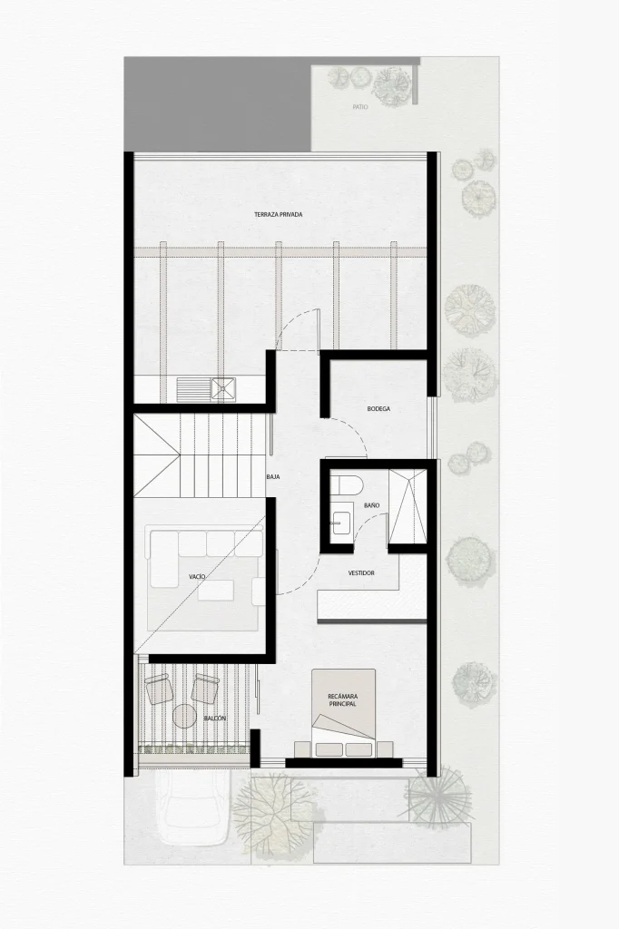 Planta Alta del proyecto Casa de la Luz, por Badra Estudio